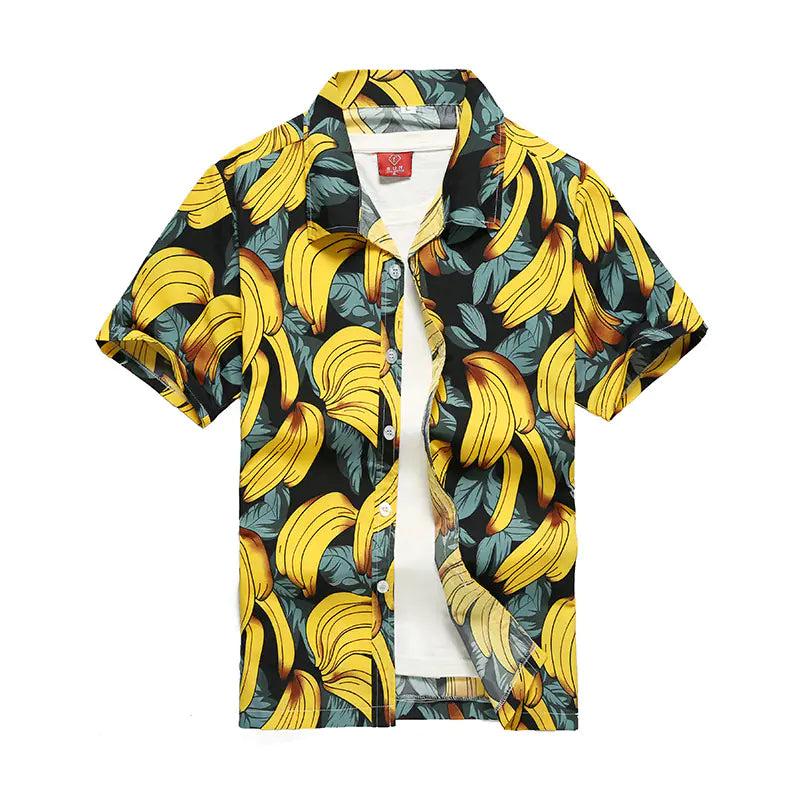 Hawaiian Men's Printed Short Sleeve Shirt, Summer Casual