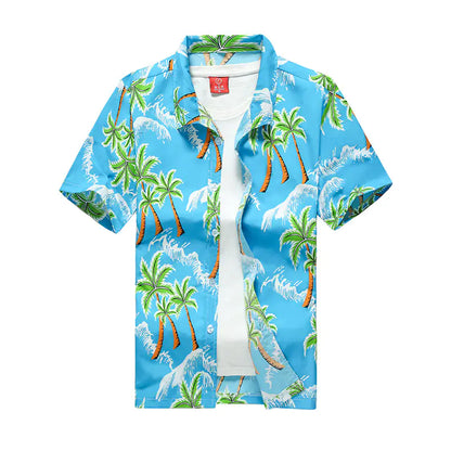 Hawaiian Men's Printed Short Sleeve Shirt, Summer Casual