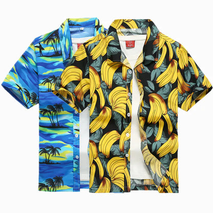 Hawaiian Men's Printed Short Sleeve Shirt, Summer Casual