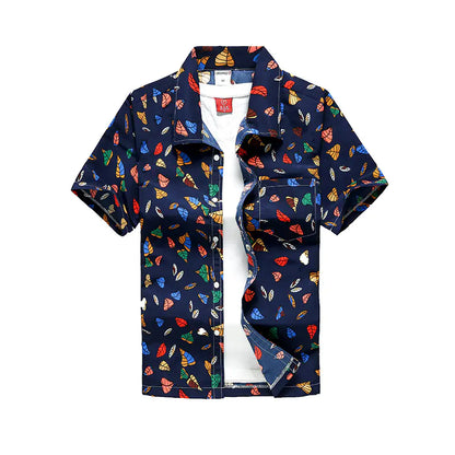 Hawaiian Men's Printed Short Sleeve Shirt, Summer Casual